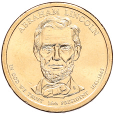 Монета 1 доллар 2010 года (P) США «16-й президент США Авраам Линкольн» (аверс)