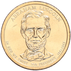 Монета 1 доллар 2010 года (P) США «16-й президент США Авраам Линкольн» (аверс)