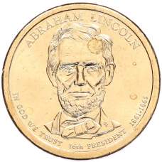 Монета 1 доллар 2010 года (P) США «16-й президент США Авраам Линкольн» (аверс)