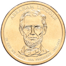 Монета 1 доллар 2010 года (P) США «16-й президент США Авраам Линкольн» (аверс)