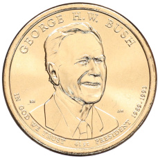 Монета 1 доллар 2020 года (D) США «41-й президент США Джордж Герберт Уокер Буш» (аверс)