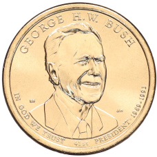 Монета 1 доллар 2020 года (D) США «41-й президент США Джордж Герберт Уокер Буш» (аверс)