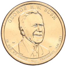 Монета 1 доллар 2020 года (D) США «41-й президент США Джордж Герберт Уокер Буш» (аверс)