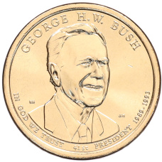Монета 1 доллар 2020 года (D) США «41-й президент США Джордж Герберт Уокер Буш» (аверс)