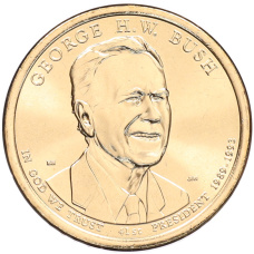 Монета 1 доллар 2020 года (D) США «41-й президент США Джордж Герберт Уокер Буш» (аверс)