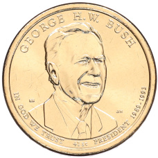 Монета 1 доллар 2020 года (D) США «41-й президент США Джордж Герберт Уокер Буш» (аверс)