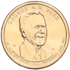Монета 1 доллар 2020 года (D) США «41-й президент США Джордж Герберт Уокер Буш» (аверс)