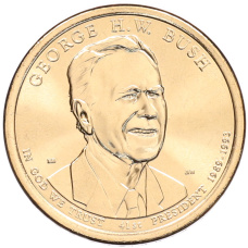 Монета 1 доллар 2020 года (D) США «41-й президент США Джордж Герберт Уокер Буш» (аверс)