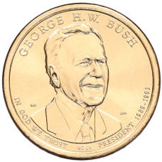 Монета 1 доллар 2020 года (D) США «41-й президент США Джордж Герберт Уокер Буш» (аверс)