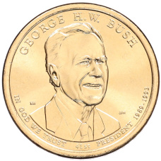 Монета 1 доллар 2020 года (D) США «41-й президент США Джордж Герберт Уокер Буш» (аверс)