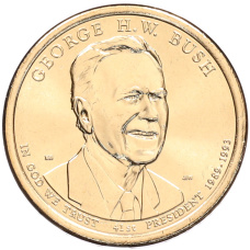 Монета 1 доллар 2020 года (D) США «41-й президент США Джордж Герберт Уокер Буш» (аверс)