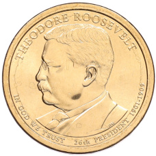 Монета 1 доллар 2013 года (D) США «26-й президент США Теодор Рузвельт» (аверс)
