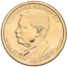 Монета 1 доллар 2013 года (D) США «26-й президент США Теодор Рузвельт» (аверс)