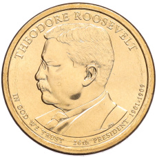 Монета 1 доллар 2013 года (D) США «26-й президент США Теодор Рузвельт» (аверс)