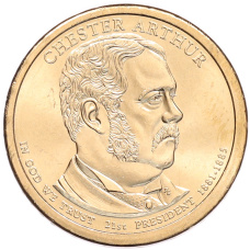 Монета 1 доллар 2012 года (Р) США «21-й президент США Честер Артур» (аверс)