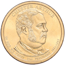 Монета 1 доллар 2012 года (Р) США «21-й президент США Честер Артур» (аверс)