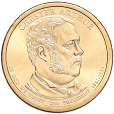 Монета 1 доллар 2012 года (Р) США «21-й президент США Честер Артур» (аверс)