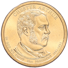 Монета 1 доллар 2012 года (Р) США «21-й президент США Честер Артур» (аверс)