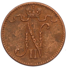 Монета 1 пенни 1913 года Русская Финляндия (реверс)