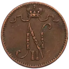 Монета 1 пенни 1912 года Русская Финляндия (реверс)