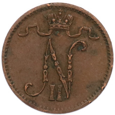 Монета 1 пенни 1915 года Русская Финляндия (реверс)