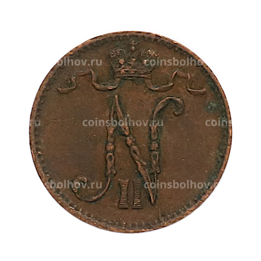 Монета 1 пенни 1907 года Русская Финляндия (вид 2)