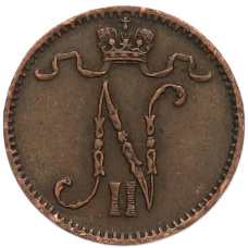 Монета 1 пенни 1914 года Русская Финляндия (реверс)