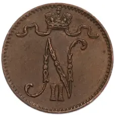 Монета 1 пенни 1901 года Русская Финляндия (реверс)