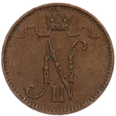 Монета 1 пенни 1906 года Русская Финляндия (реверс)