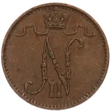 Монета 1 пенни 1906 года Русская Финляндия (реверс)