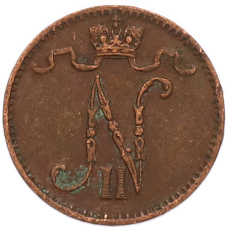 Монета 1 пенни 1907 года Русская Финляндия (реверс)