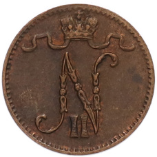 Монета 1 пенни 1913 года Русская Финляндия (реверс)