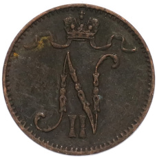 Монета 1 пенни 1900 года Русская Финляндия (реверс)