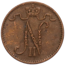 Монета 1 пенни 1914 года Русская Финляндия (реверс)