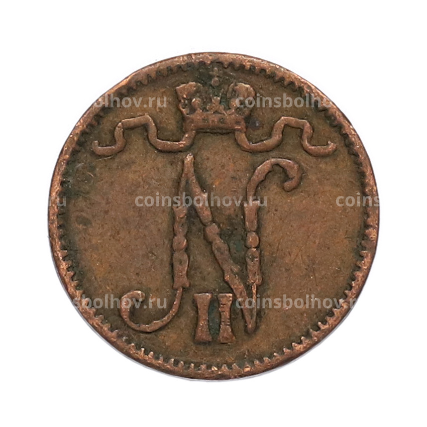 Монета 1 пенни 1907 года Русская Финляндия (вид 2)