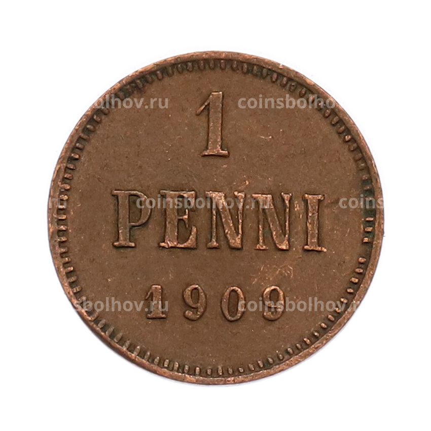 Монета 1 пенни 1909 года Русская Финляндия