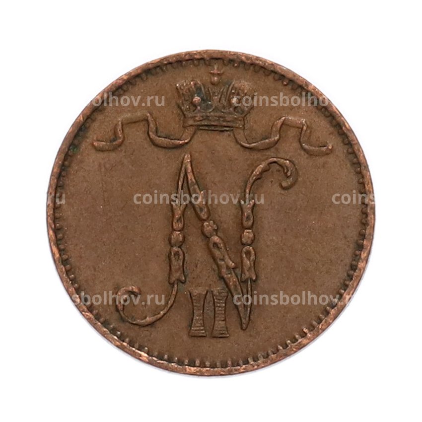 Монета 1 пенни 1909 года Русская Финляндия (вид 2)