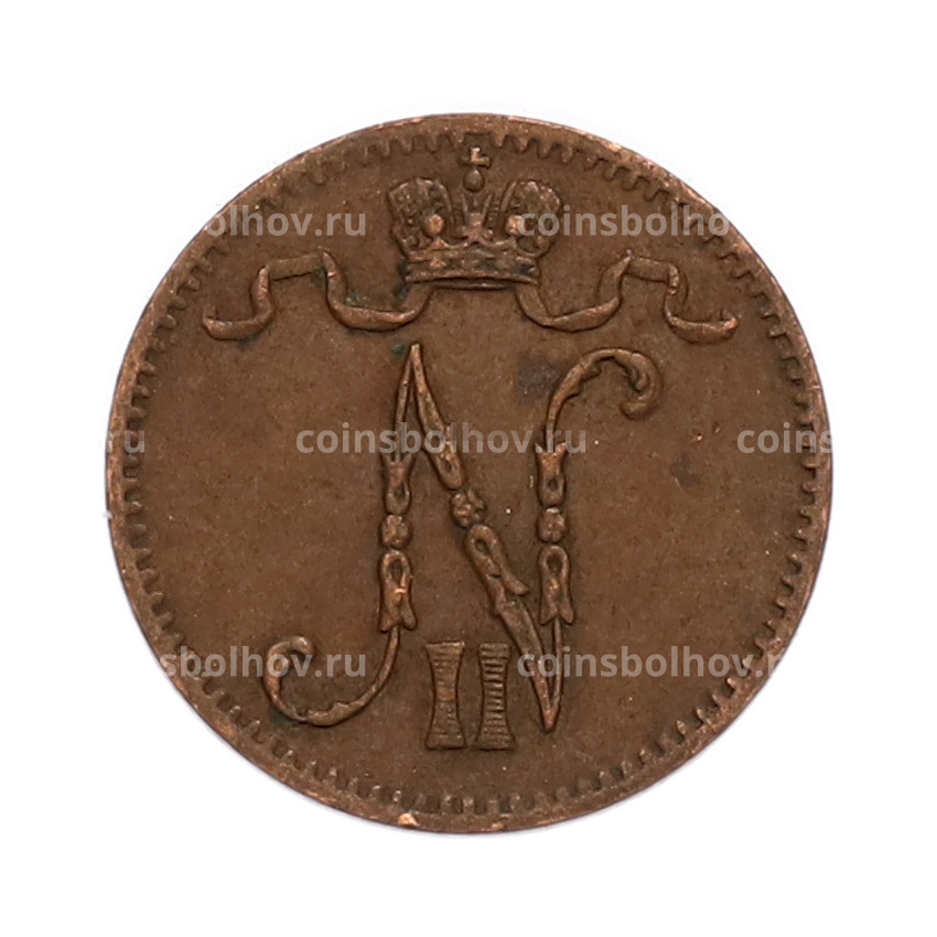 Монета 1 пенни 1907 года Русская Финляндия (вид 2)