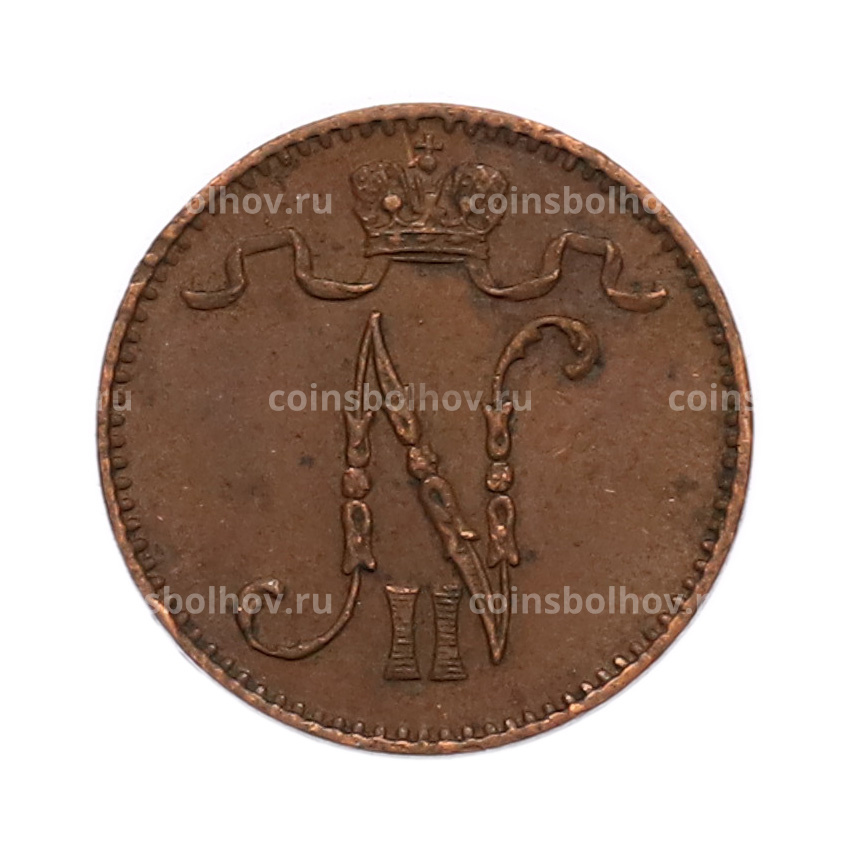 Монета 1 пенни 1908 года Русская Финляндия (вид 2)