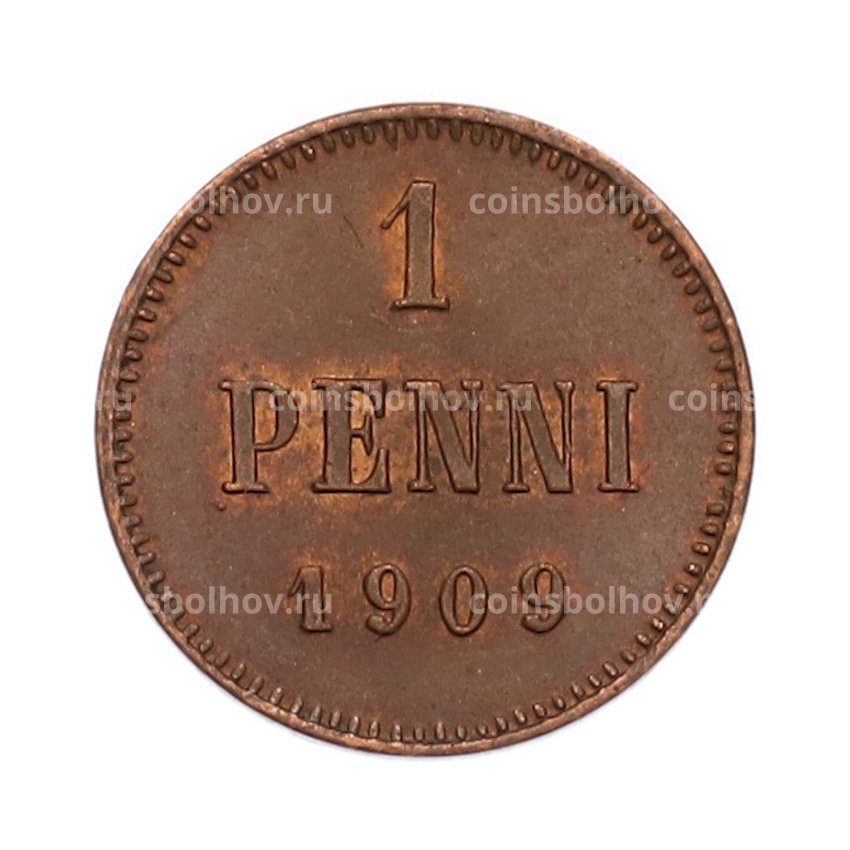 Монета 1 пенни 1909 года Русская Финляндия