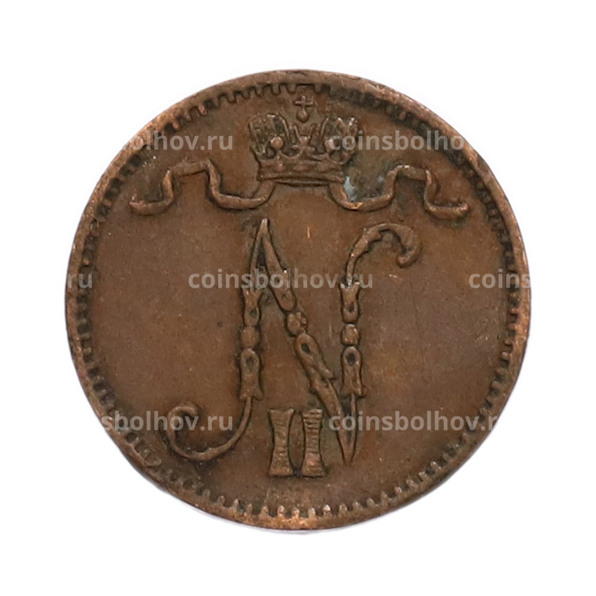 Монета 1 пенни 1907 года Русская Финляндия (вид 2)