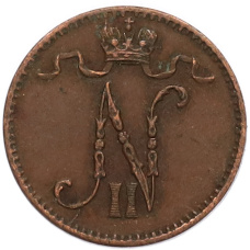 Монета 1 пенни 1907 года Русская Финляндия (реверс)