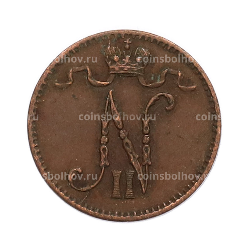 Монета 1 пенни 1907 года Русская Финляндия (вид 2)