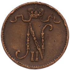 Монета 1 пенни 1915 года Русская Финляндия (реверс)