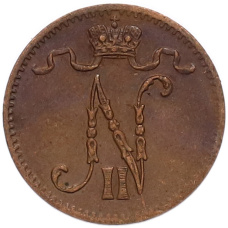 Монета 1 пенни 1916 года Русская Финляндия (реверс)
