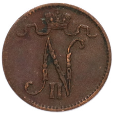 Монета 1 пенни 1909 года Русская Финляндия (реверс)