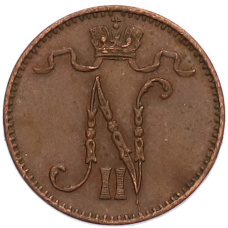 Монета 1 пенни 1914 года Русская Финляндия (реверс)