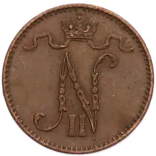 Монета 1 пенни 1914 года Русская Финляндия (реверс)