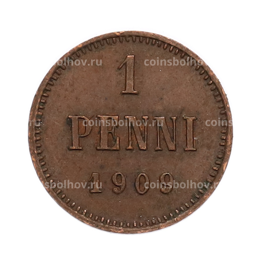 Монета 1 пенни 1909 года Русская Финляндия