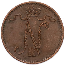 Монета 1 пенни 1909 года Русская Финляндия (реверс)